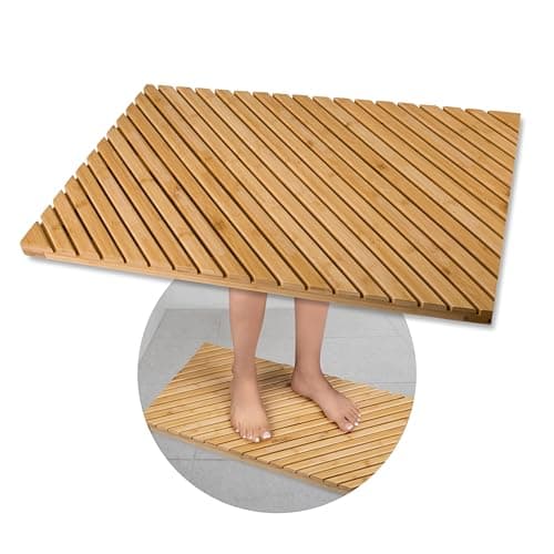 Global Quality Solutions SR |Eco-Friendly Bamboo bath Mat:Durable, Water-Resistant, Anti-Slip, Easy to Clean |A Versatile and Luxurious Addition to Any Space as Bathrooms, Entrances,Outdoor Areas,Spas image