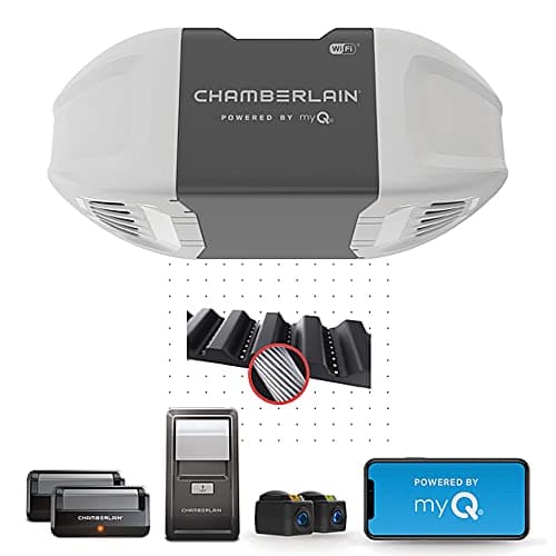 CHAMBERLAIN B2401 Smart Quiet Belt Drive Garage Door Opener, Gray image
