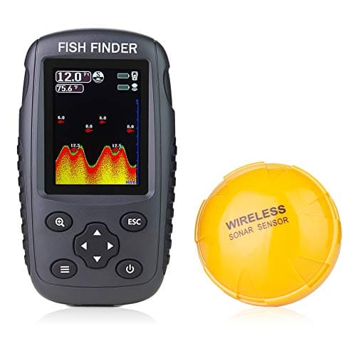 Venterior Portable Rechargeable Fish Finder Wireless Sonar Sensor Fishfinder Depth Locator with Fish Size, Water Temperature, Bottom Contour, Color Display image