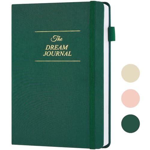JUBTIC Dream Journal – Hardcover Dream Notebook, Guided Dream Diary to Record and Track Your Dreams, Interpretations and Thoughts before Sleeping. Ideal Gift for Women, Girls, Men(Dark Green) image