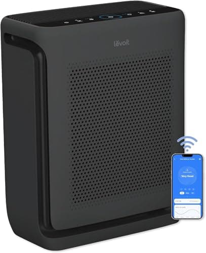 LEVOIT Air Purifiers for Home Large Room Up to 1800 Ft² in 1 Hr with Washable Pre-Filter, Air Quality Monitor, Smart WiFi, HEPA Sleep Mode for Allergies, Pet Hair in Bedroom, Vital 200S-P, Black image