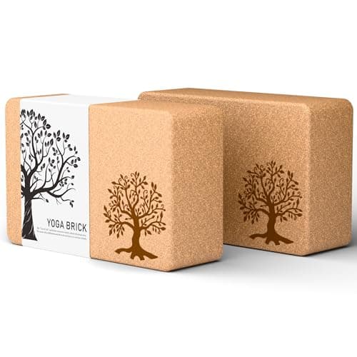 Cork Yoga Blocks 2 Pack Set, Natural Cork Soft Non-Slip Yoga Blocks, High Density & Eco Friendly Yoga Accessories for Women| Men, Ideal for Yoga, Pilates, Stretching and Toning image