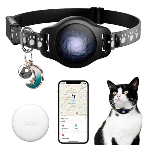 Cat Tracker Collar - Tracking Pet Collar with Finder Tag Waterproof, No Monthly Fee, Compatible with Apple Airtag Find My (iOS Only) image