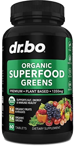 Organic Superfood Greens & Fruit Supplements - Energy Super Food Fruits and Veggies Supplement Tablets image