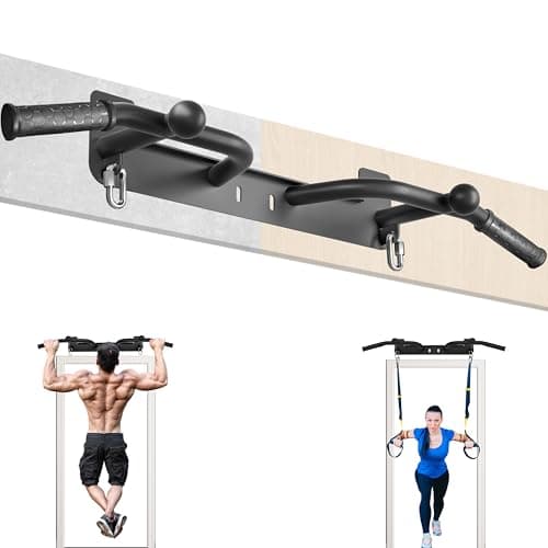 HWOOUSA Wall Mounted Pull Up Bar - Heavy Duty Chin Up Bar, Strength Training, Outdoor Pull-Up Bar for Garage, Joist, Wall Mount - Multifunctional Fitness Bar, Supports up to 600 Lbs image