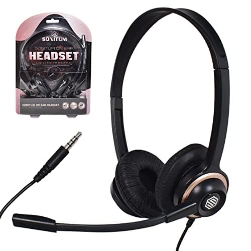 Sonitum Headset with Microphone - Noise Canceling Computer Headset for Office, Meetings, Chat- Comfortable Over-Ear PC Headphones with Rotating Mic- 3.5 Jack for Universal Connectivity (1 Pack) image