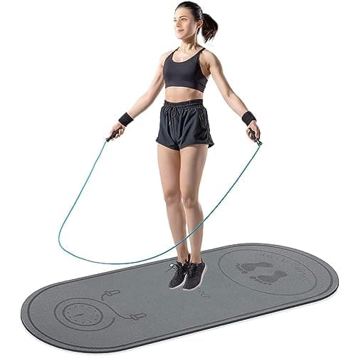 Jump Rope Mat 63"x24" Larger Non-Slip Indoor Outdoor Exercise Fitness Mat, High-Density Workout Shock Absorption Jump Mat for Home Gym Flooring Concrete Jumping Rope image