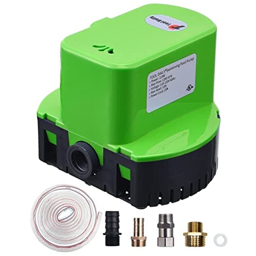 Automatic Pool Cover Pump, Submersible Pool Cover Pump 1200 GPH, Sump Pump with 4 Adapters 16ft Drainage Hose image