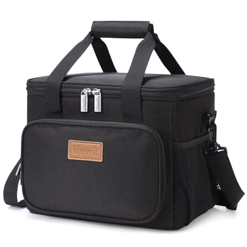 Lifewit Large Lunch Bag Insulated Lunch Box Soft Cooler Cooling Tote for Adult Men Women, Black 12-Can (8.5L) image