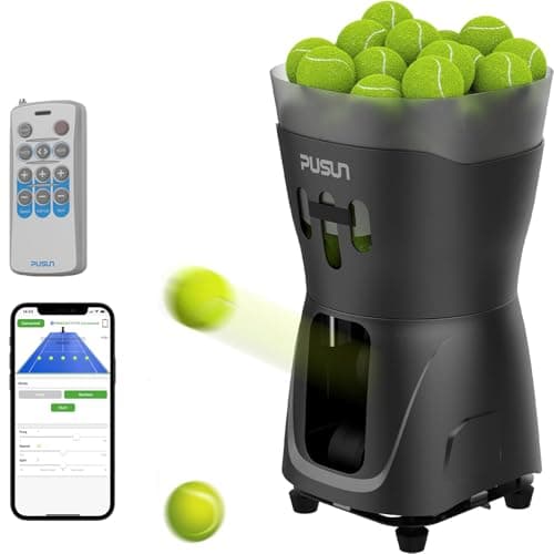 PUSUN Tennis Ball Machine, Tennis Ball Launcher Machine for Kids/Beginners, 65+Ball Capacity, Dual-Control via App&Remoter, 3-5hs Battery Life, Portable Tennis Ball Throwing Equipment Indoor&Outdoor image