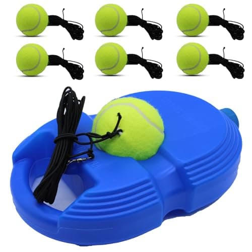 Magicorange Tennis Trainer Rebound Ball with 6 String Balls, Solo Tennis Training Equipment for Self Tennis Practice Training for Beginners (Blue) image