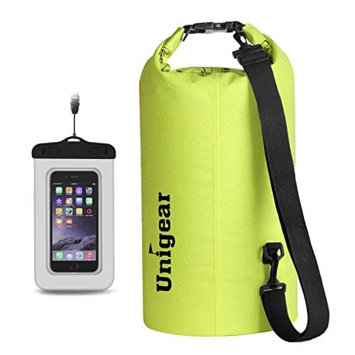 Unigear Dry Bag Waterproof, Floating and Lightweight Bags for Kayaking, Boating, Fishing, Swimming and Camping with Waterproof Phone Case (Yellow, 2L) image