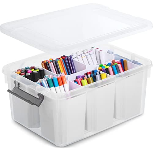 Citylife 17 QT Plastic Storage Bins Clear Storage Box with Lids Multipurpose Stackable Storage Containers for Organizing Tool, Craft, Crayon image