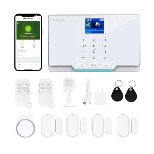 Home Alarm System,12 Pieces Smart Home Alarm Security System DIY No Monthly Fee,Phone Alert,Alarm Siren,Door/Window Sensors,Remotes,Compatible with Alexa and Google, for House Apartment Office,Villa image