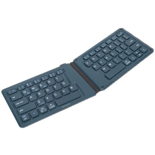 Targus Ergonomic Foldable Bluetooth Keyboard, Split Travel Keyboard Wireless, Rechargeable Portable Wireless Keyboard for Android iPhone Microsoft & Apple Tablets, Blue (PKF00302US) image