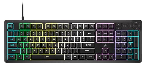 Corsair K55 CORE RGB Membrane Wired Gaming Keyboard – Quiet, Responsive Switches – Spill Resistance – Ten-Zone RGB – Media Keys – iCUE Compatible – QWERTY NA – PC, Mac – Black image