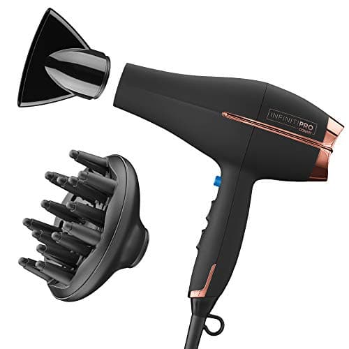 INFINITIPRO BY CONAIR Hair Dryer with Diffuser | AC Motor Pro Hair Dryer with Ceramic Technology | Includes Diffuser and Concentrator | Black | Packaging May Vary image