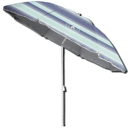 Caribbean Joe Chaby International Portable, Adjustable Tilt Beach Umbrella with UV Protection | Vented Canopy, Built-in Sand Screw Anchor, Carry Bag | 6 FT (Horizon Stripe) (CJ-UV72HS) image