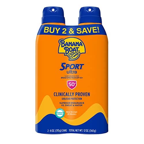 Banana Boat Sport Ultra SPF 50 Sunscreen Spray Twin Pack | Banana Boat Sunscreen Spray SPF 50, Spray On Sunscreen, Water Resistant Sunscreen, Oxybenzone Free Sunscreen Pack, 6oz each image