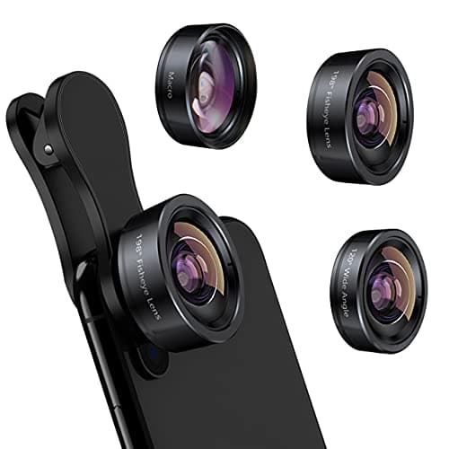 KEYWING Phone Camera Lens 3 in 1 Phone Lens Kit, 198 Fisheye Lens + 120 Super Wide-Angle Lens + 20x Macro Lens for iPhone Samsung Android Smartphone Black 3in1 image