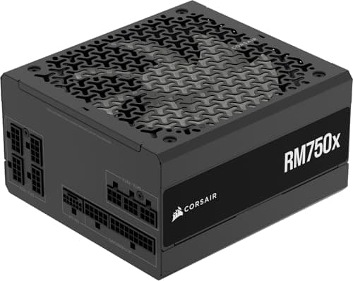 CORSAIR RM750x Fully Modular Low-Noise ATX Power Supply – ATX 3.1 Compliant – PCIe 5.1 Support – Cybenetics Gold Efficiency – Native 12V-2x6 Connector – Black image