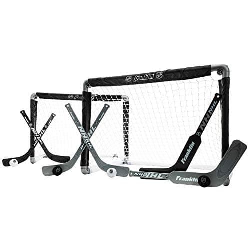 Franklin Sports NHL Mini Hockey Goal Set of 2 - Black - Includes Mini Hockey Goals, 4 Sticks, 2 Goalie Sticks, and 4 Foam Balls image