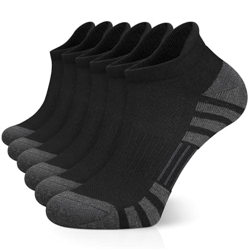 Airacker Ankle Athletic Running Socks Cushioned Breathable Low Cut Sports Tab Socks for Men and Women (6 Pairs) image