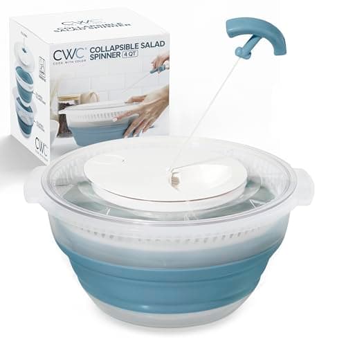 COOK WITH COLOR Collapsible Salad Spinner - 4 QT Space Saving Lettuce Dryer image