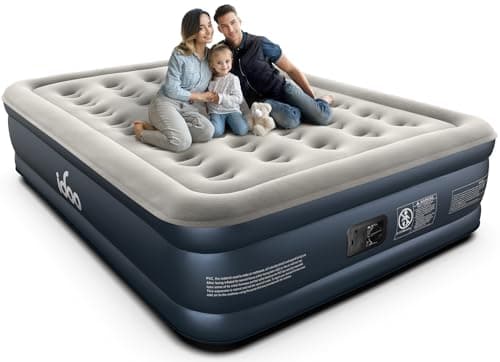iDOO Queen Air Mattress with Built in Pump, 18 Raised Comfort Blow up Mattress, Upgraded Four Chamber Airbed, Inflatable Mattress for Guests and Home, colchon inflable, Air Bed, 650 lbs Max image