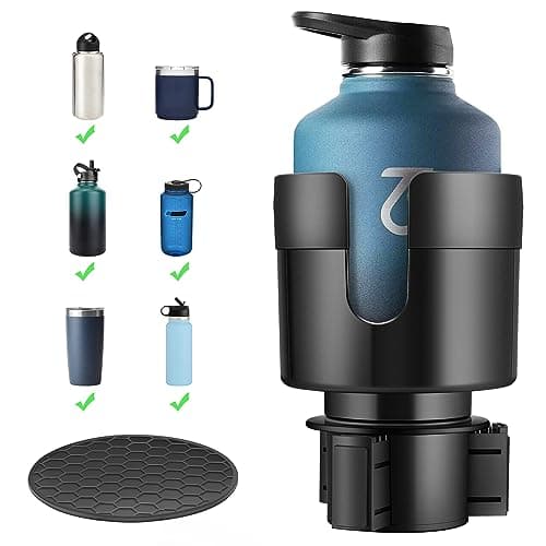 TYKOR Car Cup Holder Expander, Cup Holder Extender for Car with Adjustable Base, Fits Yeti 24/36/46oz, Hydroflask 32/40oz, Large Bottles in 3"-3.9" (16-40oz) image