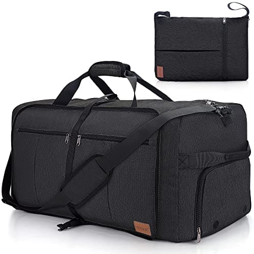 80L Large Duffle Bag for Travel, 26' Travel Duffel with Shoe Compartment, Foldable Collapsible Overnight Gym Weekender Bag for Men Women, Waterproof & Tear Resistant (Black, 80L) image
