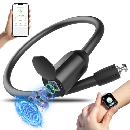 Cable Lock, Eseesmart Bike Lock Smart Bike Lock Cable,Fingerprint and Bluetooth Bicycle Lock for Bicycle, Refrigerators, Cabinets, Door image