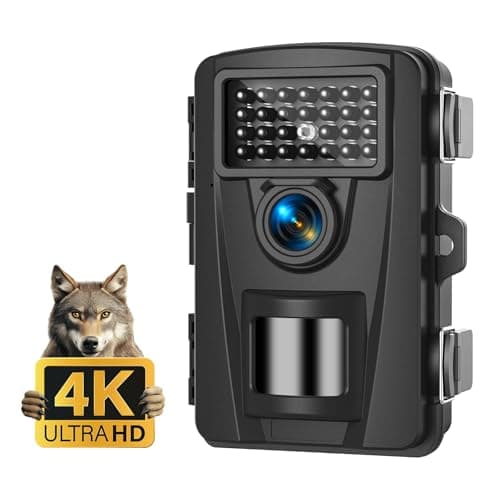 Trail Camera, 4K 48MP Game Cameras with Night Vision, No Glow 940nm IR LEDs, Trail Cam with 0.1s Trigger Motion Activated 120° Wide Angle, 82FT Trigger Distance, Hunting Camera for Wildlife Monitoring image
