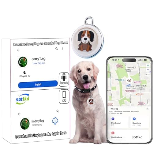 Dog Tracker-Airtag Dog Collar-Android Airtag-GPS Tracker for Dogs-Pet Tracker | Android and iOS Universal | No Charging Required | No Monthly Fee | Works with Any Collar image
