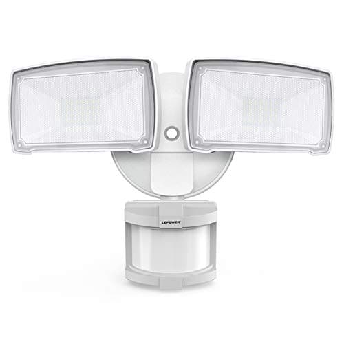 LEPOWER LED Motion Sensor Security Lights Outdoor, 30W 3200LM, 5500K, IP65 Waterproof, 2 Head Motion Detector Flood Light for Garage, Yard, Porch, White (NOT Solar Powered) image