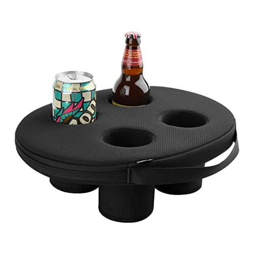 Neoprene Floating Drink Holder - 4 Cup Floating Coaster Pool Beer Drink Holder for Party Water Fun - Beverage Bobber Drink Float - Large Size for 12oz to 30oz Tumblers (4 Cups, Black) image