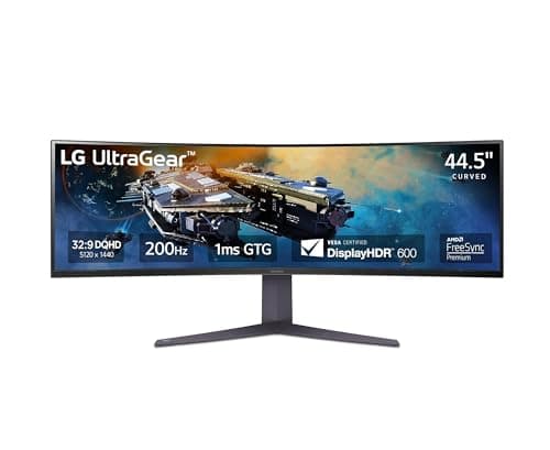 LG 45GR65DC-B Ultragear Curved Gaming Monitor 45-Inch 32:9 QHD 200Hz 1ms UltraWide Display AMD FreeSync Premium Pro VESA DisplayHDR 600 HDMI 2.1 x2 DP UBS x3 Tilt/Height/Swivel Stand - Black image