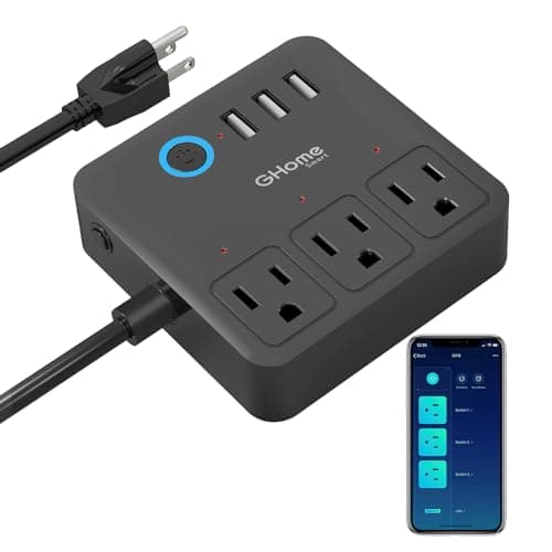 GHome Smart Power Strip, 3 USB Ports and 3 Individually Controlled Smart Outlets, WiFi Surge Protector Works with Alexa Google Home, Home Office Cruise Ship Travel Multi-Plug Extender Flat Plug image