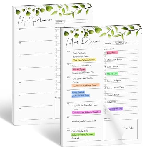 Joyberg 2 PCS Weekly Meal Planner Magnetic for Fridge 8.3x5.5”, Undated Weekly Meal Planner and Grocery List Tearable Shopping List image