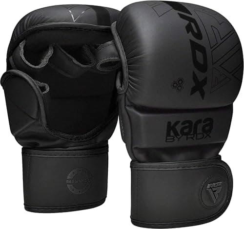 RDX MMA Gloves Sparring Grappling, Hybrid Open Palm Martial Arts Mitts Men Women, Maya Hide Leather Wrist Support, Cage Fighting Combat Sports Boxing Glove Training, Muay Thai, Punching Bag Kickboxing image