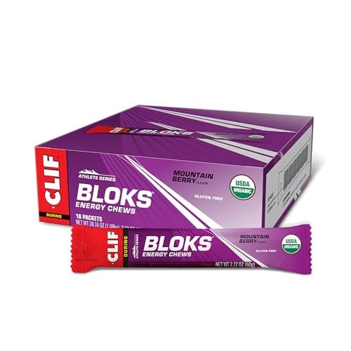 CLIF BLOKS - Mountain Berry Flavor - Energy Chews - Non-GMO - Plant Based - Fast Fuel for Cycling and Running - Quick Carbohydrates and Electrolytes - 2.12 oz. (18 Count) image