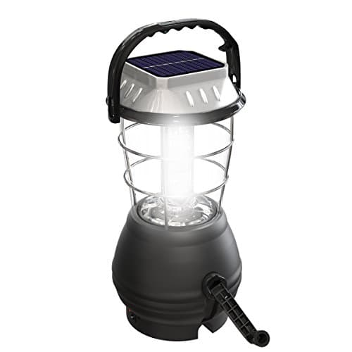 Dynamo Hand Crank Solar Powered Lantern - Battery-Operated or Rechargeable LED Light with Adjustable Settings for Camping by Whetstone (Black) image