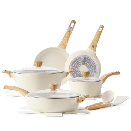 SENSARTE Ceramic Cookware Sets, Pots and Pans Set Nonstick, 14-Piece Induction Cookware, Non-toxic Healthy Non Stick Kitchen Cooking Set, with Frying Pans Set, PFAS PTFE PFOA PFOS Free image