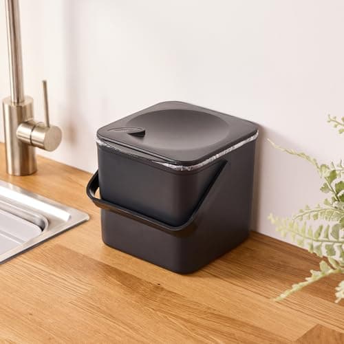 Minky Homecare Kitchen Compost Bin – Countertop Food Waste Caddy with Easy Wipe Clean Interior – Made in The UK - 3.5L (0.9 gal.) ECO Black image