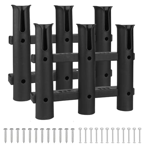 Fishing Rod Holders 6Tubes Boat Rod Holders with Screws Plastic Tube Pole Holders Bracket for Boat Kayak Garage Cooler Trailer Portable image