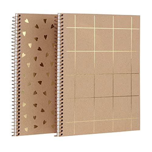 Oxford Spiral Notebooks, 2 Pack, 100% Recycled, Kraft Notebooks, Gold, College Ruled, 80 Sheets/160 Pages, Student Gifts, Teacher Gifts (90881) image