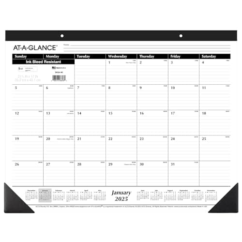 AT-A-GLANCE 2025 Desk Calendar, Desk Pad, 21-3/4" x 17", Large, Ruled Blocks, Monthly (SK250025) image