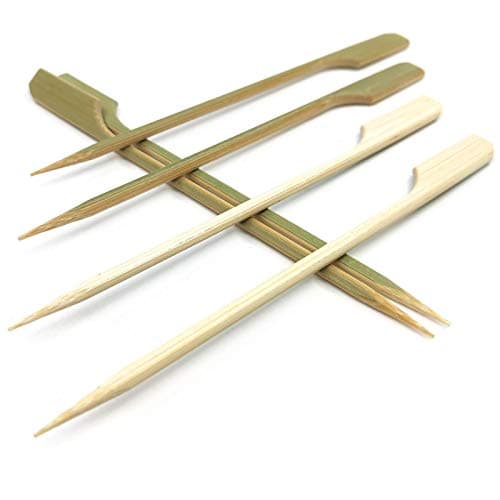 HOPELF 7 inch Bamboo Paddle Picks Skewers for Cocktail，Fruit Kabobs，BBQ，Kitchen，Grilling，Barbeque Snacks.Wood pick More Size Choices 3.5''/ 4.7''/ 7''/ 10'' (Pack of 100) image
