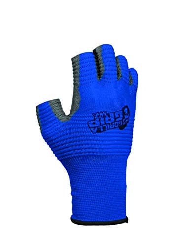 Gorilla Grip MAX Fingerless Gloves | Breathable Fingerless Work and Fishing Gloves with Ribbed Gripping Surface, Blue and Black, One Size Fits Most (28820-23) image