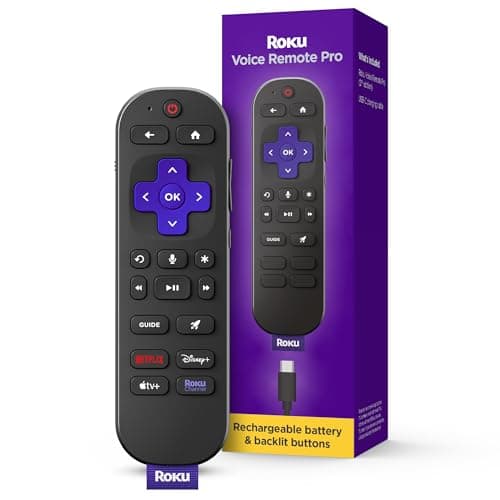 Roku Voice Remote Pro (2nd Ed.) | Rechargeable TV Remote Control with Hands-free Voice Controls, Backlit Buttons, & Lost Remote Finder - Replacement Remote Compatible with All Roku TV, Players & Audio image